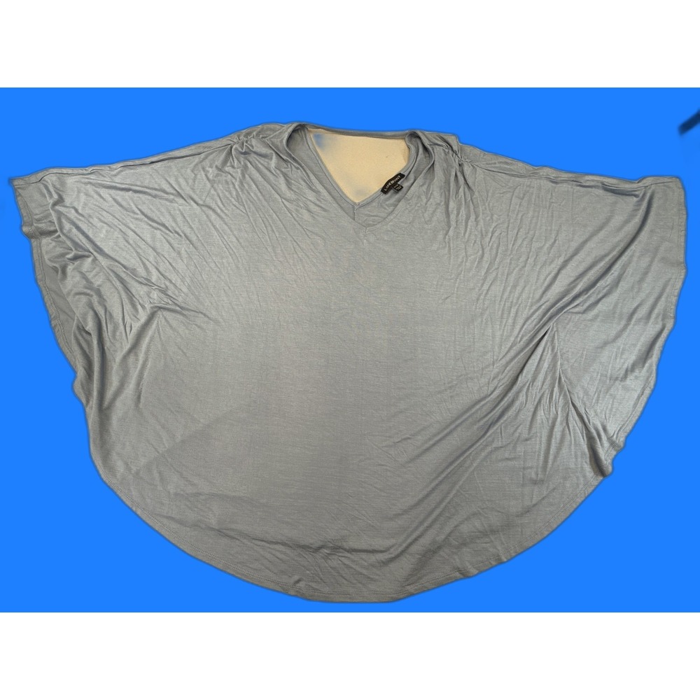 LANE BRYANT Neck Top Plus 22/24 Blue Relaxed Stretch Jersey Women's Boho Cotton